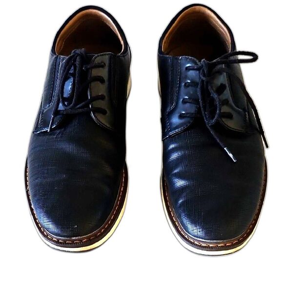 Parker & Sky Black Oxfords Sleek Leather Lace-Up - Picture 1 of 7